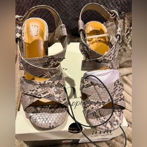 Snake Skin Print Block Heels